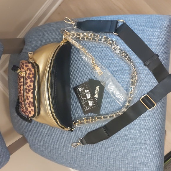 NWT Steve Madden belt bag animal print cheetah gold black - Picture 11 of 13